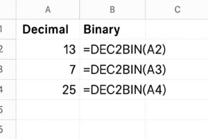 آموزش جامع فرمول DEC2BIN در گوگل شیت