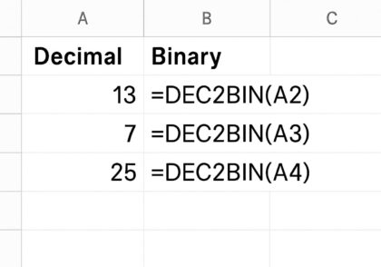 آموزش جامع فرمول DEC2BIN در گوگل شیت