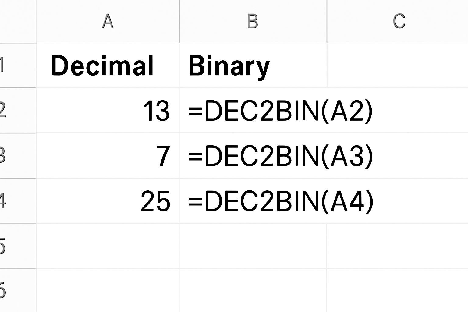 آموزش جامع فرمول DEC2BIN در گوگل شیت