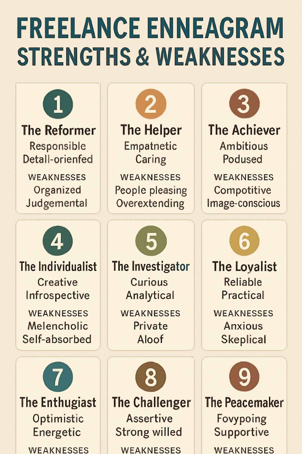 فریلنسری موفق با انیاگرام: نقاط قوت و ضعف هر تیپ در کار مستقل