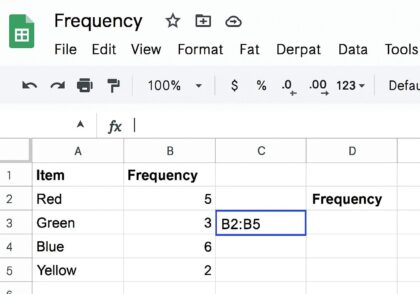 آموزش جامع فرمول FREQUENCY در گوگل شیت