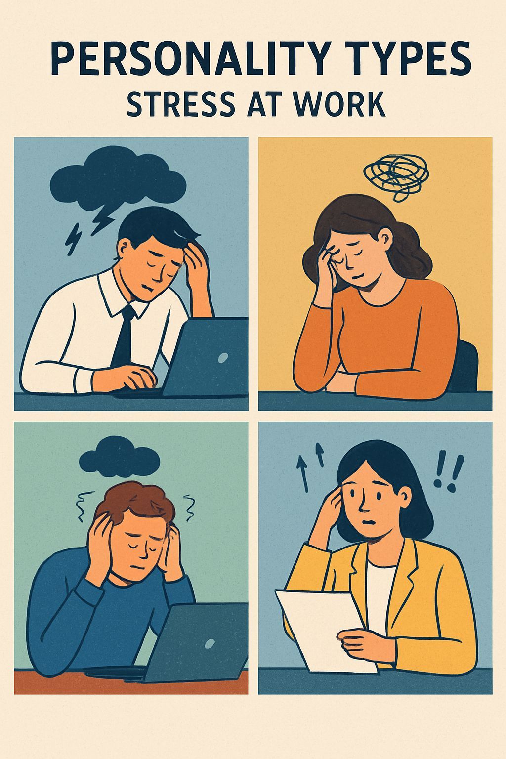 وقتی تیپها در حالت استرس هستند: شناخت نشانههای استرس هر تیپ در محیط کار