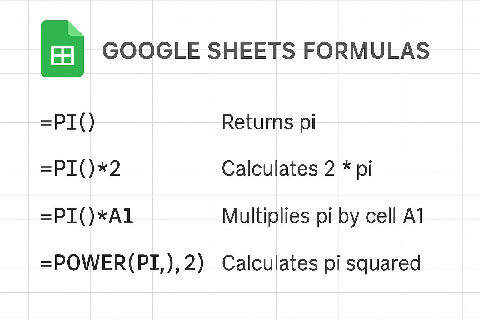 آموزش جامع فرمول PI در گوگل شیت
